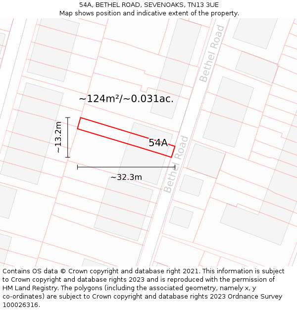 54A, BETHEL ROAD, SEVENOAKS, TN13 3UE: Plot and title map