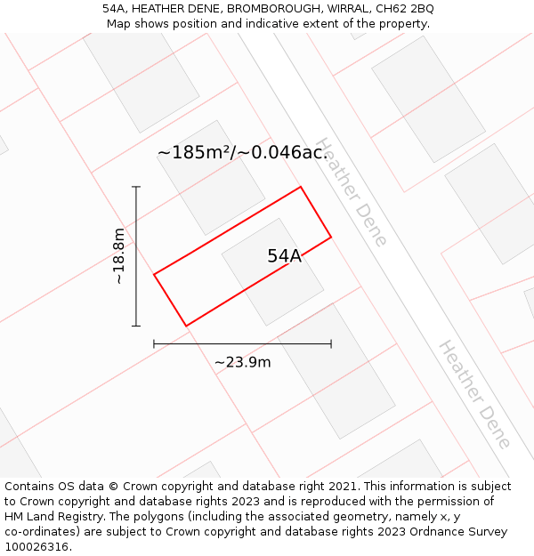54A, HEATHER DENE, BROMBOROUGH, WIRRAL, CH62 2BQ: Plot and title map