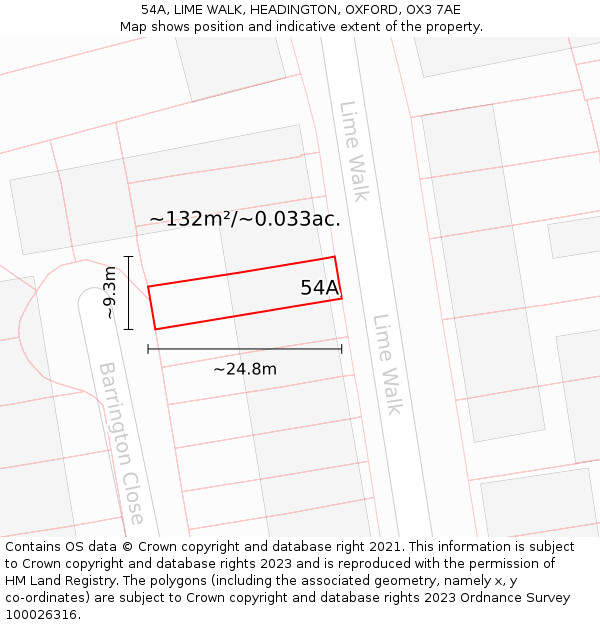 54A, LIME WALK, HEADINGTON, OXFORD, OX3 7AE: Plot and title map