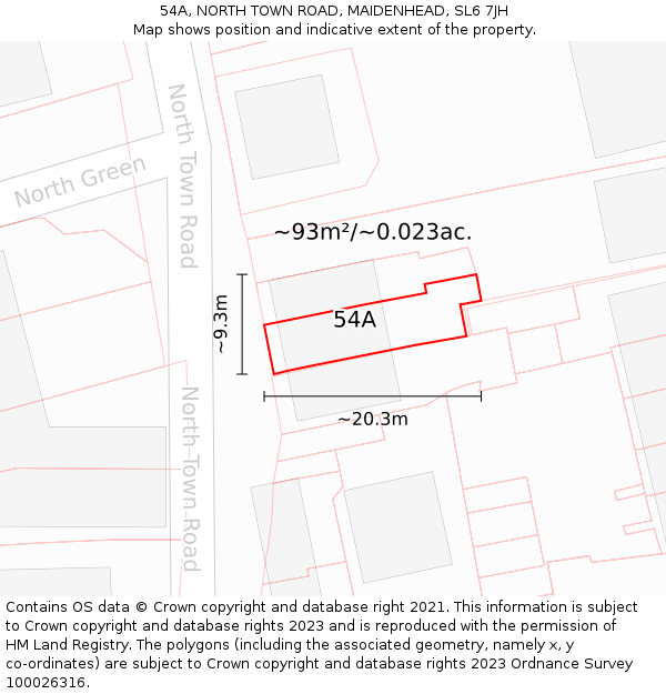 54A, NORTH TOWN ROAD, MAIDENHEAD, SL6 7JH: Plot and title map