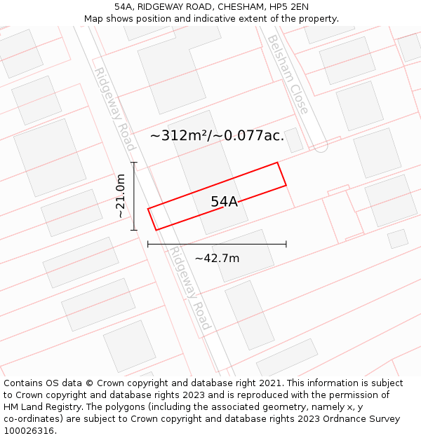 54A, RIDGEWAY ROAD, CHESHAM, HP5 2EN: Plot and title map