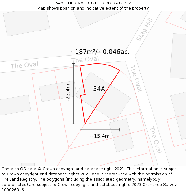 54A, THE OVAL, GUILDFORD, GU2 7TZ: Plot and title map