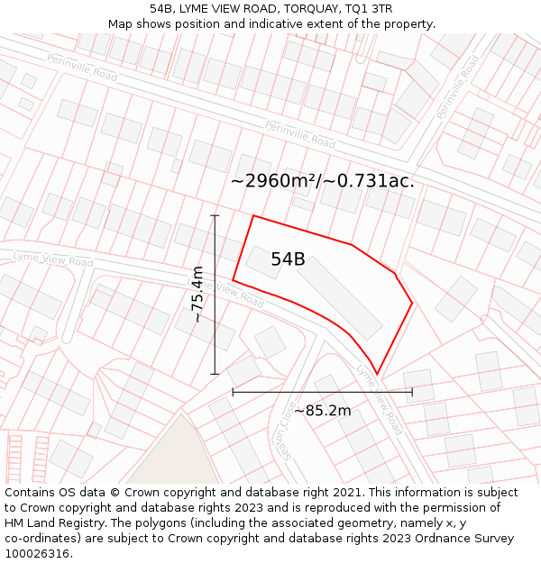 54B, LYME VIEW ROAD, TORQUAY, TQ1 3TR: Plot and title map