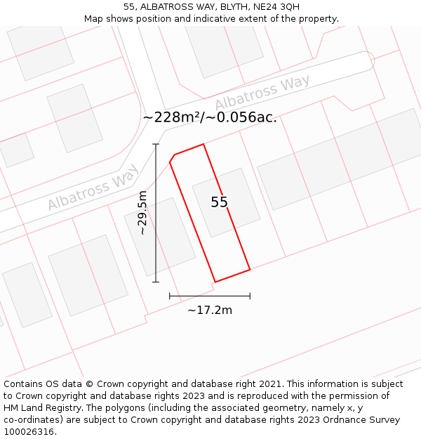 55, ALBATROSS WAY, BLYTH, NE24 3QH: Plot and title map