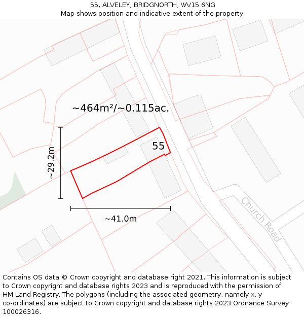 55, ALVELEY, BRIDGNORTH, WV15 6NG: Plot and title map