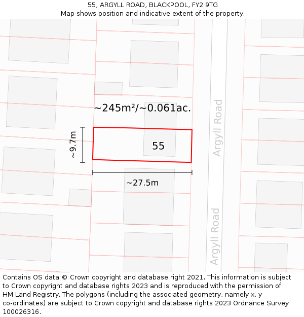 55, ARGYLL ROAD, BLACKPOOL, FY2 9TG: Plot and title map