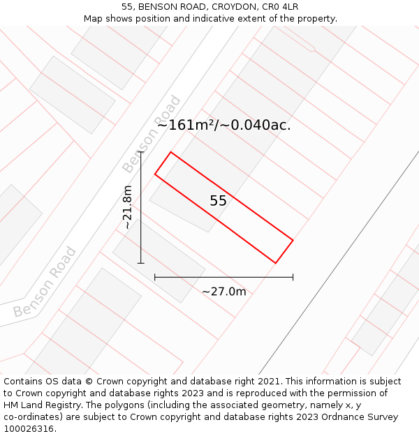 55, BENSON ROAD, CROYDON, CR0 4LR: Plot and title map