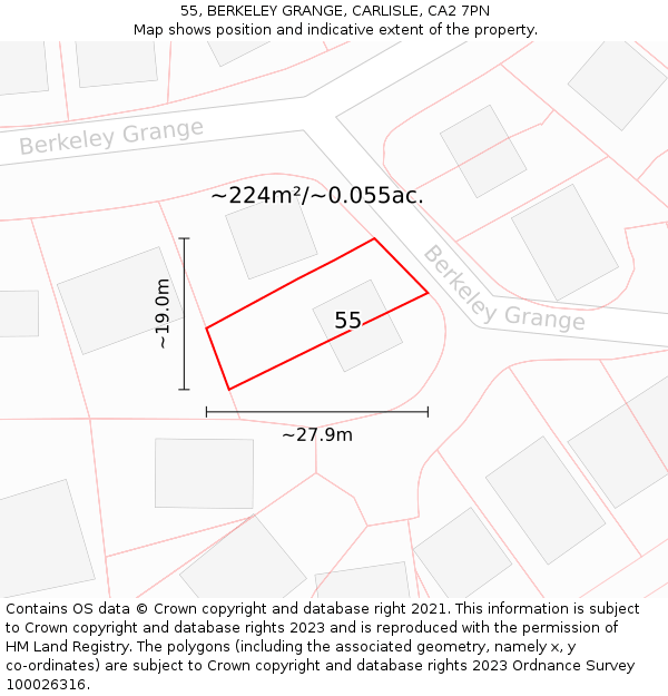 55, BERKELEY GRANGE, CARLISLE, CA2 7PN: Plot and title map