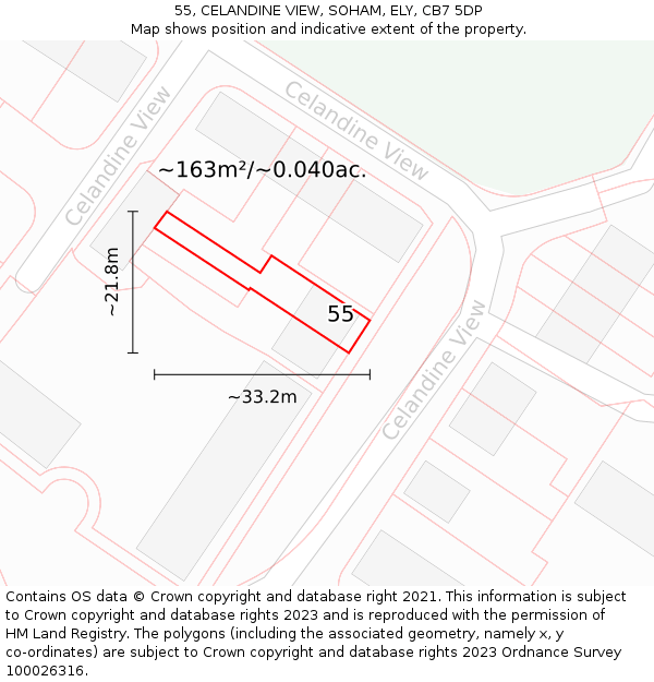 55, CELANDINE VIEW, SOHAM, ELY, CB7 5DP: Plot and title map