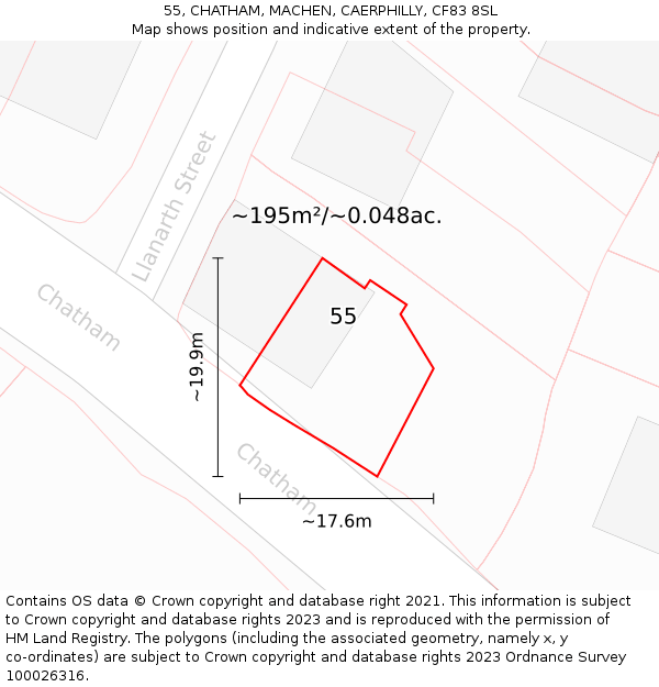 55, CHATHAM, MACHEN, CAERPHILLY, CF83 8SL: Plot and title map