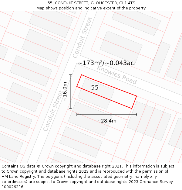 55, CONDUIT STREET, GLOUCESTER, GL1 4TS: Plot and title map