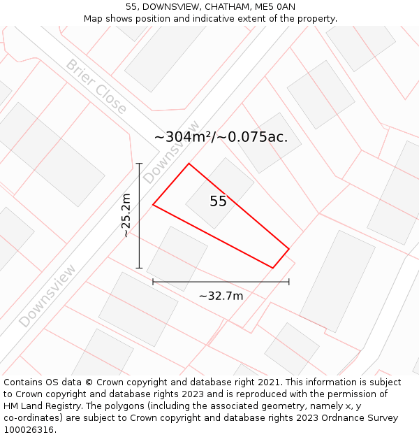 55, DOWNSVIEW, CHATHAM, ME5 0AN: Plot and title map
