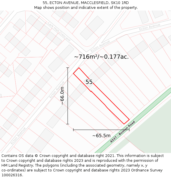 55, ECTON AVENUE, MACCLESFIELD, SK10 1RD: Plot and title map