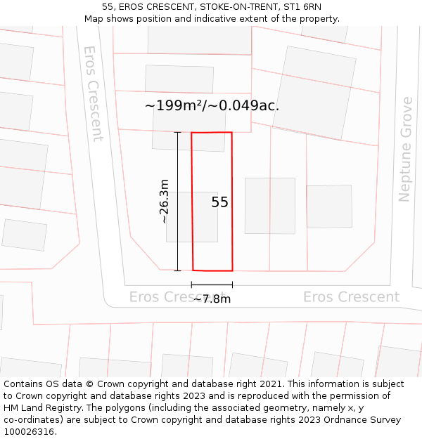 55, EROS CRESCENT, STOKE-ON-TRENT, ST1 6RN: Plot and title map