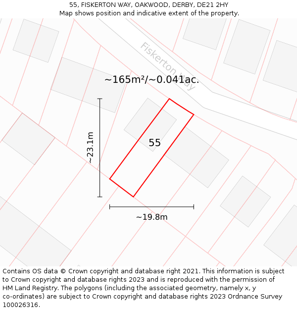 55, FISKERTON WAY, OAKWOOD, DERBY, DE21 2HY: Plot and title map