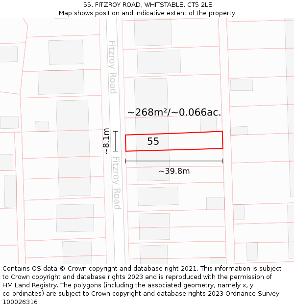 55, FITZROY ROAD, WHITSTABLE, CT5 2LE: Plot and title map
