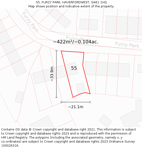 55, FURZY PARK, HAVERFORDWEST, SA61 1HQ: Plot and title map