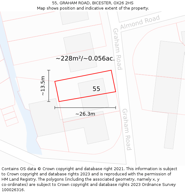 55, GRAHAM ROAD, BICESTER, OX26 2HS: Plot and title map