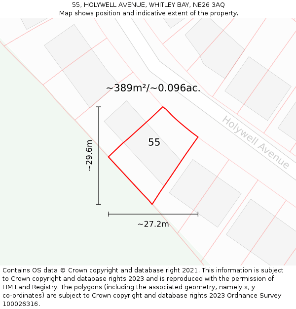 55, HOLYWELL AVENUE, WHITLEY BAY, NE26 3AQ: Plot and title map