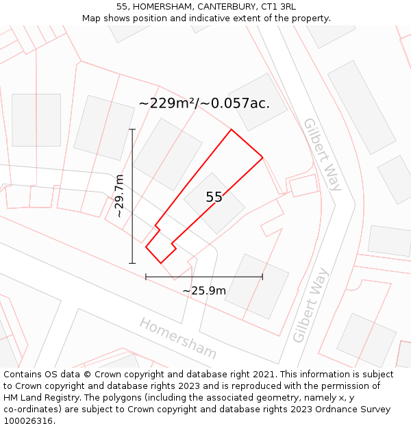 55, HOMERSHAM, CANTERBURY, CT1 3RL: Plot and title map