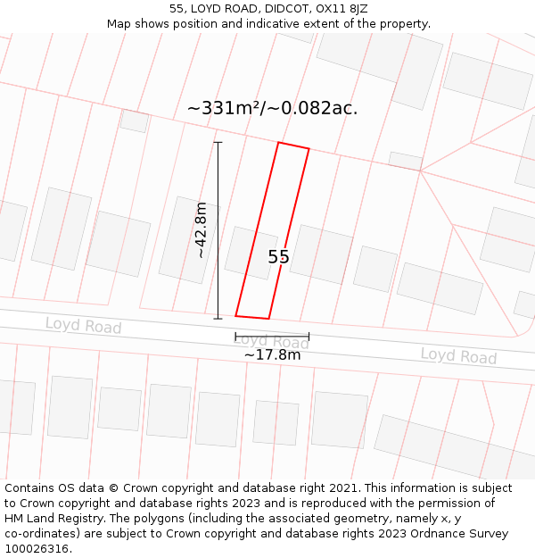 55, LOYD ROAD, DIDCOT, OX11 8JZ: Plot and title map