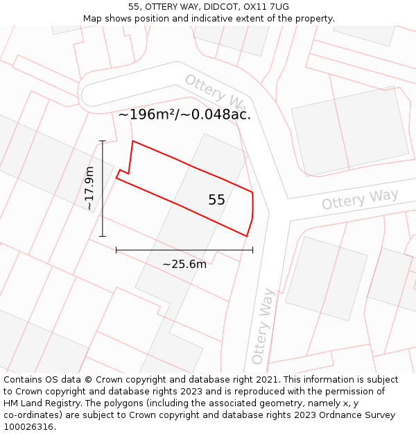 55, OTTERY WAY, DIDCOT, OX11 7UG: Plot and title map