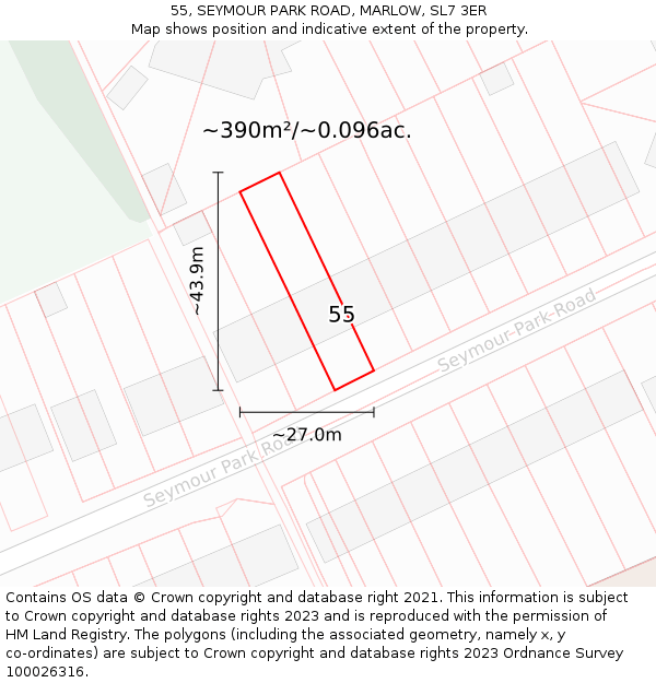 55, SEYMOUR PARK ROAD, MARLOW, SL7 3ER: Plot and title map