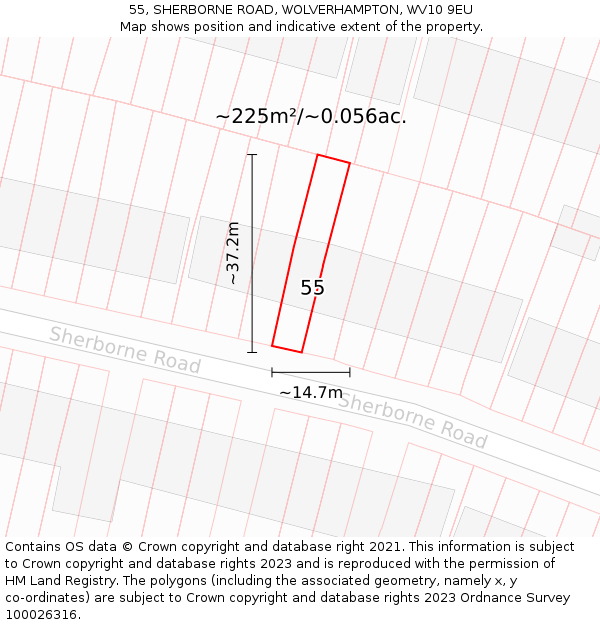 55, SHERBORNE ROAD, WOLVERHAMPTON, WV10 9EU: Plot and title map