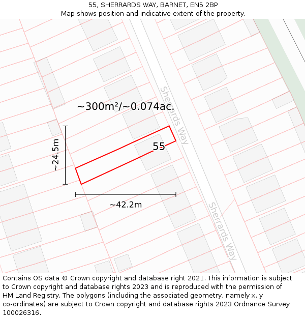 55, SHERRARDS WAY, BARNET, EN5 2BP: Plot and title map