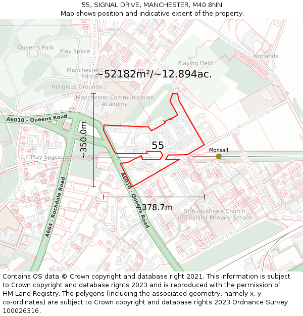 55, SIGNAL DRIVE, MANCHESTER, M40 8NN: Plot and title map