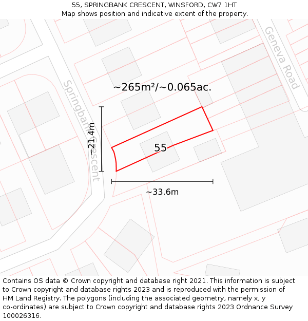 55, SPRINGBANK CRESCENT, WINSFORD, CW7 1HT: Plot and title map