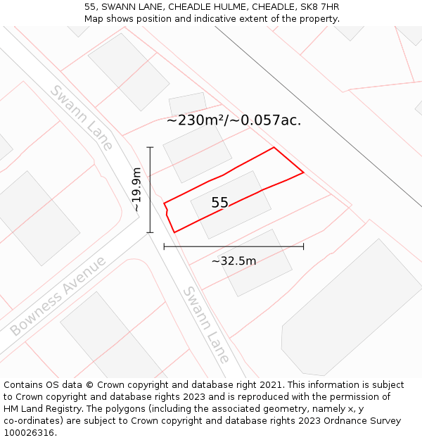 55, SWANN LANE, CHEADLE HULME, CHEADLE, SK8 7HR: Plot and title map