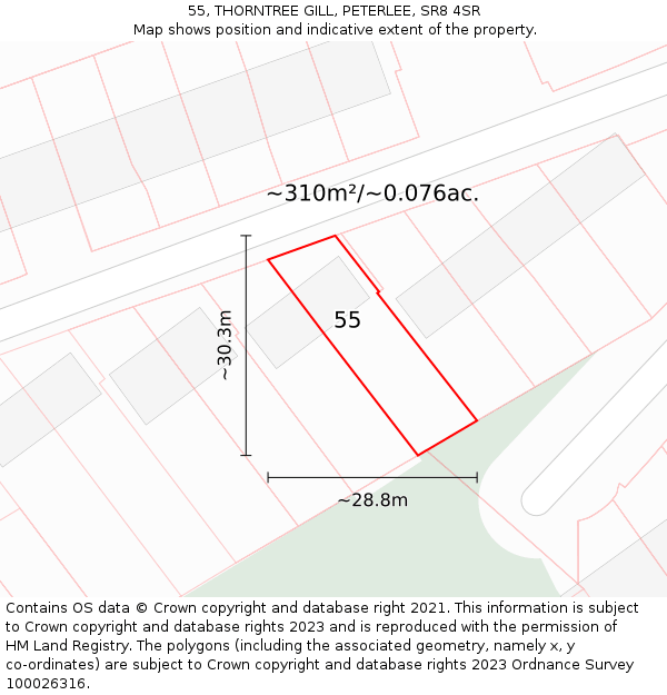 55, THORNTREE GILL, PETERLEE, SR8 4SR: Plot and title map