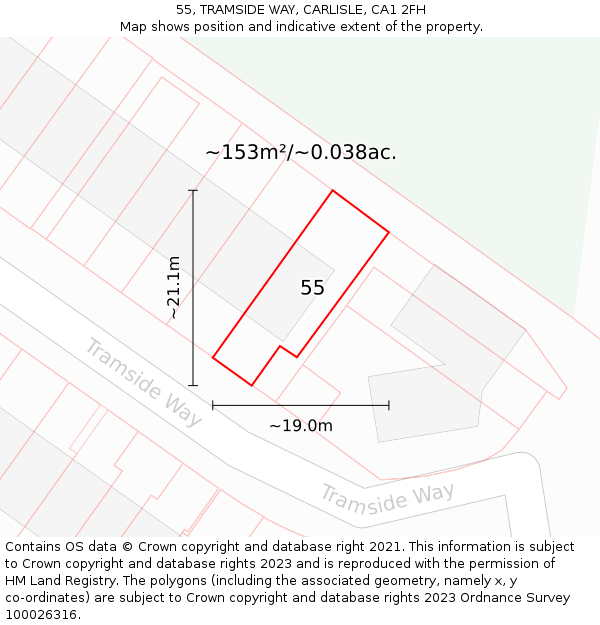 55, TRAMSIDE WAY, CARLISLE, CA1 2FH: Plot and title map