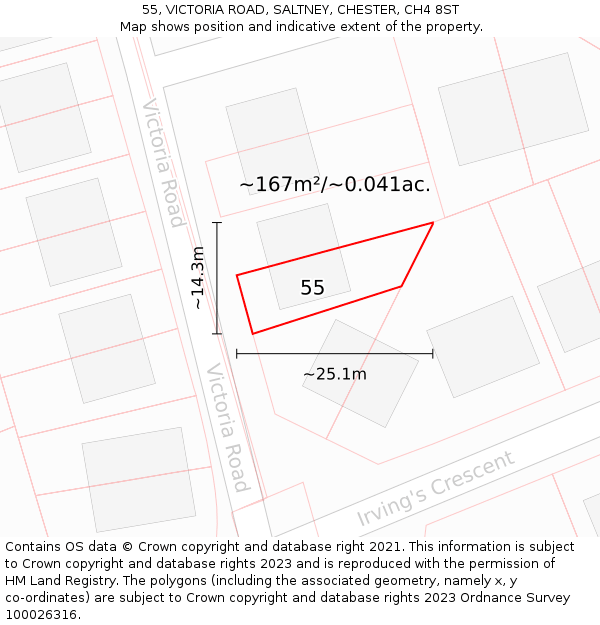 55, VICTORIA ROAD, SALTNEY, CHESTER, CH4 8ST: Plot and title map