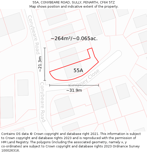 55A, CONYBEARE ROAD, SULLY, PENARTH, CF64 5TZ: Plot and title map