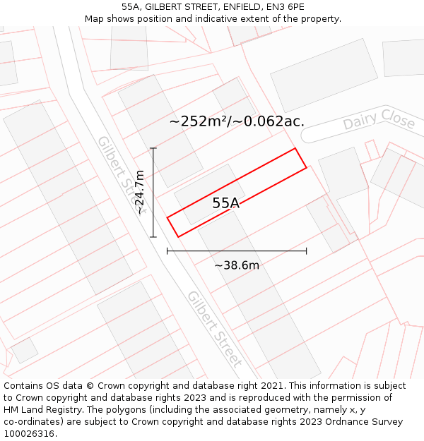 55A, GILBERT STREET, ENFIELD, EN3 6PE: Plot and title map