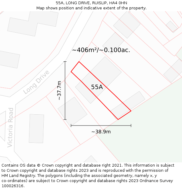 55A, LONG DRIVE, RUISLIP, HA4 0HN: Plot and title map