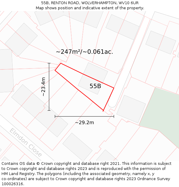 55B, RENTON ROAD, WOLVERHAMPTON, WV10 6UR: Plot and title map