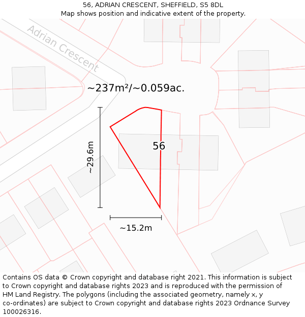56, ADRIAN CRESCENT, SHEFFIELD, S5 8DL: Plot and title map
