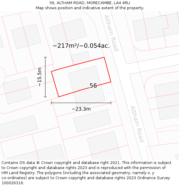 56, ALTHAM ROAD, MORECAMBE, LA4 4RU: Plot and title map