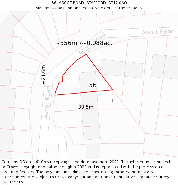 56, ASCOT ROAD, STAFFORD, ST17 0AQ: Plot and title map