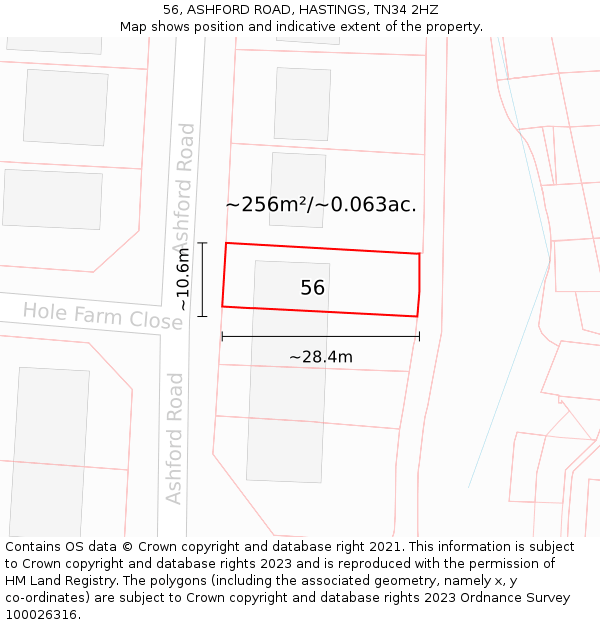 56, ASHFORD ROAD, HASTINGS, TN34 2HZ: Plot and title map