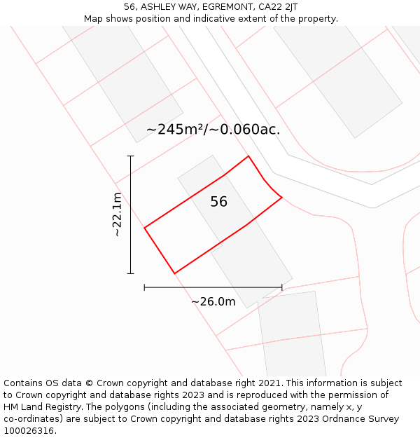 56, ASHLEY WAY, EGREMONT, CA22 2JT: Plot and title map