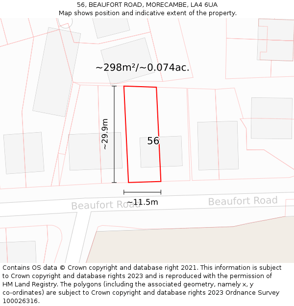 56, BEAUFORT ROAD, MORECAMBE, LA4 6UA: Plot and title map