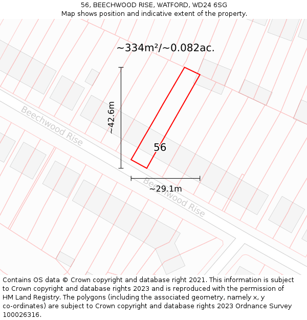 56, BEECHWOOD RISE, WATFORD, WD24 6SG: Plot and title map