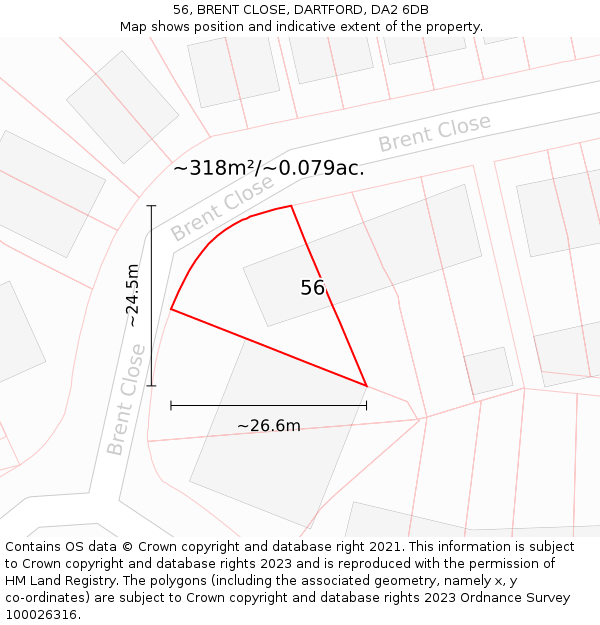 56, BRENT CLOSE, DARTFORD, DA2 6DB: Plot and title map