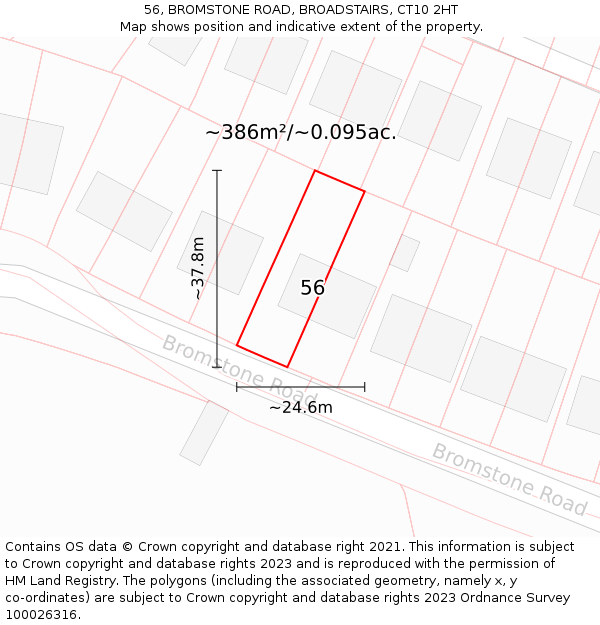 56, BROMSTONE ROAD, BROADSTAIRS, CT10 2HT: Plot and title map