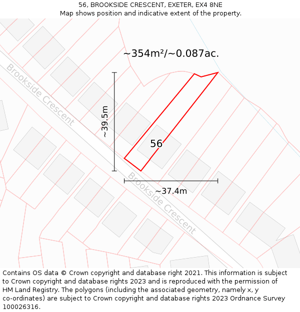 56, BROOKSIDE CRESCENT, EXETER, EX4 8NE: Plot and title map