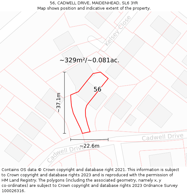 56, CADWELL DRIVE, MAIDENHEAD, SL6 3YR: Plot and title map